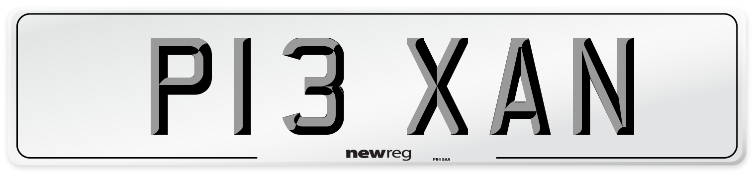 P13 XAN Number Plate from New Reg